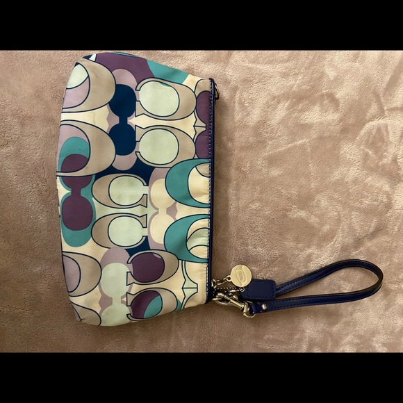 Blue, Purple and White Coach Wristlet - Picture 2 of 3